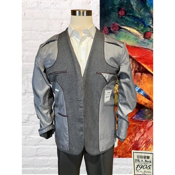 Jos A Bank 1905 41R Slim Charcoal Gray Twill Blazer Sport Suit Jacket - Picture 8 of 16